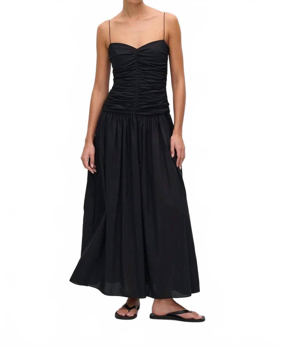 NEW MATTEAU gathered drop waist dress in black